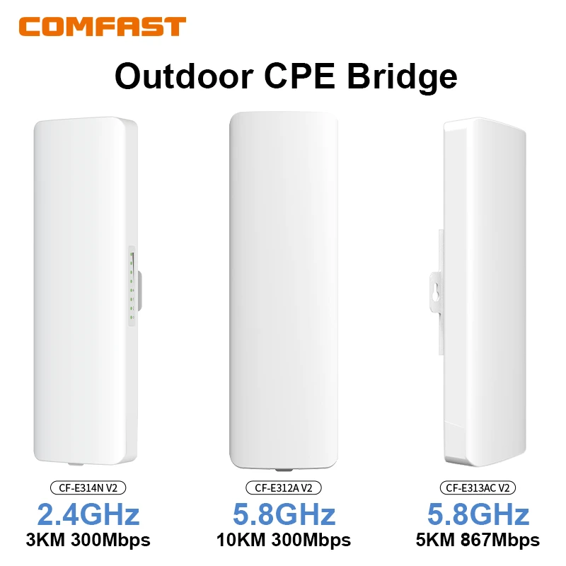 Comfast 300 Mbit/s Outdoor Wireless Bridge CPE 2,4 G/5,8 G 3–10 km Zugangspunkt Wi-Fi Long Range Extender Signalverstärker Repeater AP Image