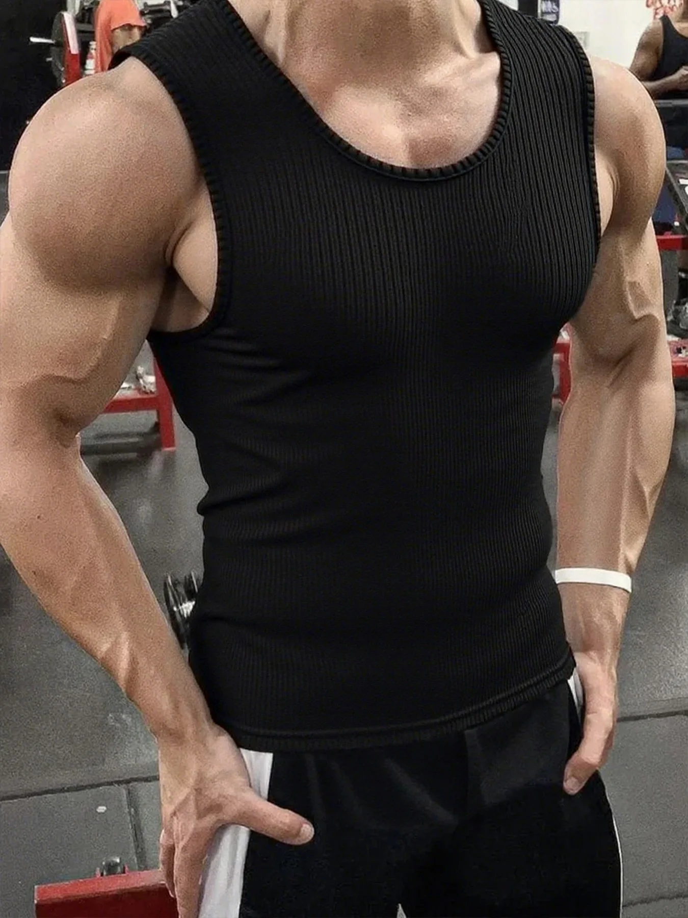 Canotta da palestra a righe con scollo a O da uomo estiva Canotta da palestra da uomo Fitness Camicia senza maniche Canottiera sportiva Palestre Abbigliamento Gilet da allenamento