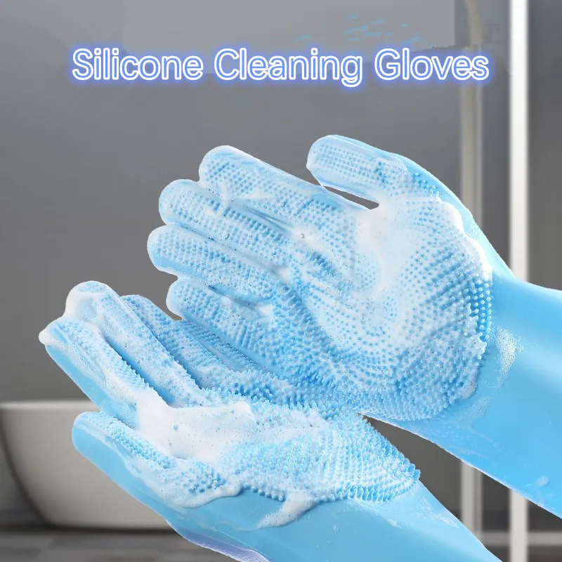 Wasserdichte wärmeisolierende Reinigungshandschuhe aus Silikonkautschuk, Geschirrspülhandschuhe für Haushaltswäscher, Küchenreinigungswerkzeuge Image
