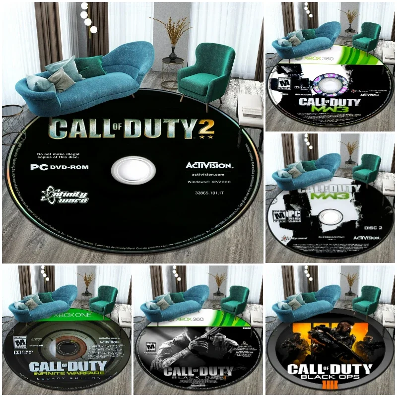 Runder Spiel-Schießruf-CD-Teppich für Wohnzimmer, Dekor, Schlafzimmer, Sofa, Teppiche, Nachttisch, rutschfester Teppich, Küche, weiche Bodenmatte Image