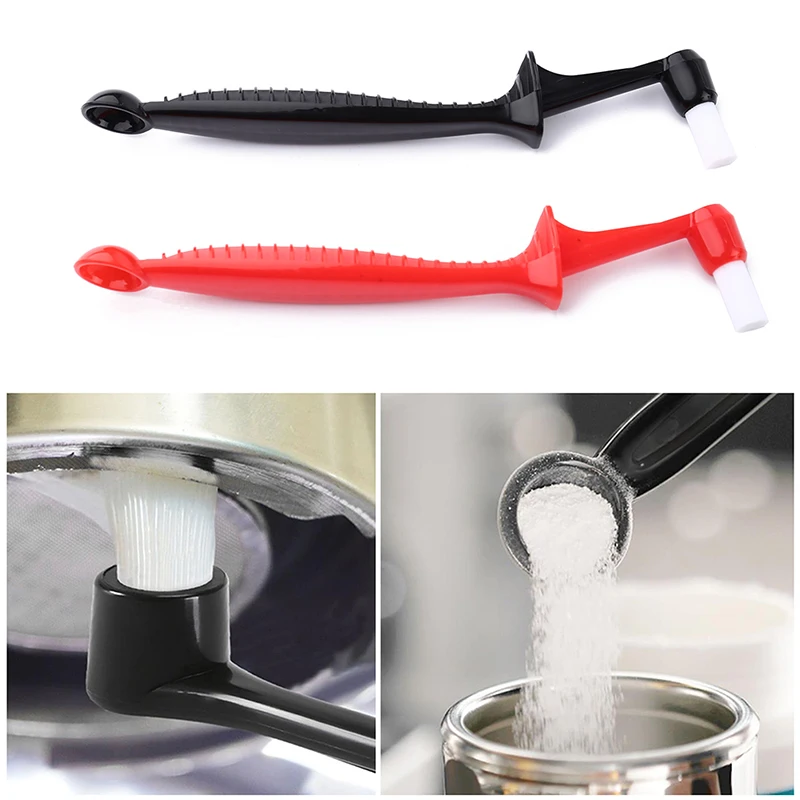 1PC Espresso Kaffeemaschine Reinigungsbürste mit langem Griff 2 in 1 Nylonbürste mit Löffel Reinigung für integrierte Maschinen Image