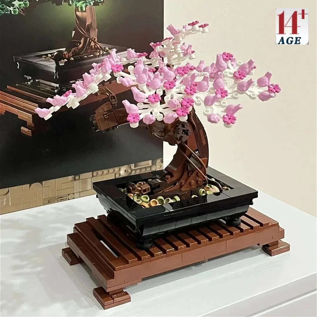 MINISO Bonsai-Baum, passend für 10281, Blumenstrauß, ewiges 3D-Set, Modell, Heimdekoration für Kinder, Pflanzentopfspielzeug Image