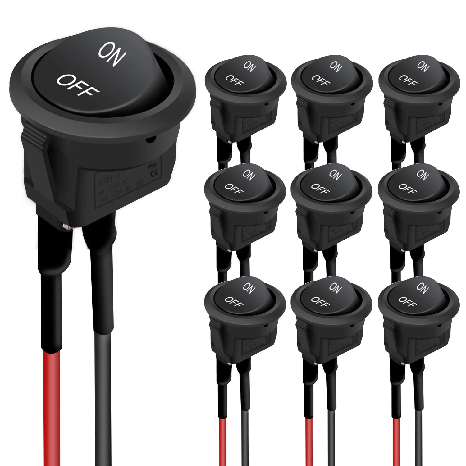 10 pz Mini Interruttore A Bilanciere 12 Volt on off Toggle Pre-Wired 6A/250 V 10A/125 V AC 12 V DC Elettrico FAI DA TE Applicare Interruttori