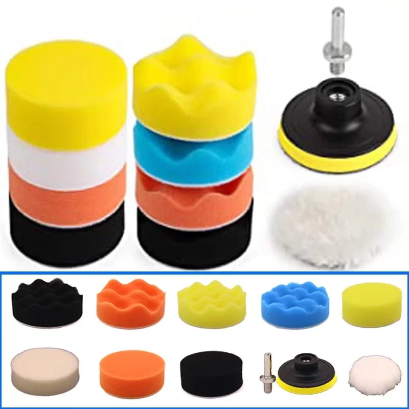 Kit tampone in schiuma per auto Kit tamponi in spugna per lucidatura Kit tamponi per cera per lucidatrice per veicoli a motore per motociclette Rimuove graffi
