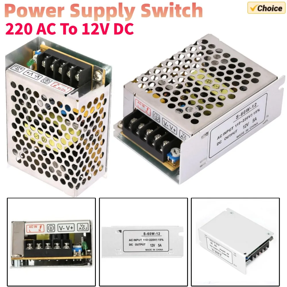 1/2 Stück 12 V 5 A Netzteiladapter 60 W Schaltnetzteil 220 AC auf 12 V DC für LED-Streifen Image
