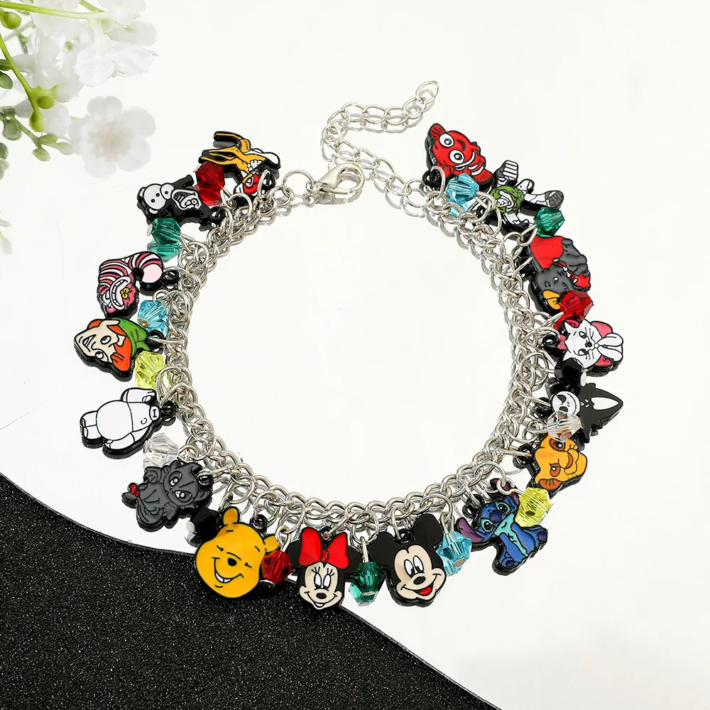 1 Stück Disney-Charakter-Anhänger-Armband – süßer Stich, Mickey, Pooh-Bär, großes Weiß, Jack-Skelett-Armband, für Fans-Zubehör Image