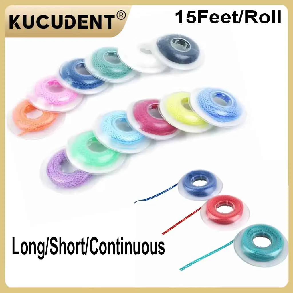 15 Fuß Dental Power Chain Kieferorthopädische Gummibänder Ultra Power Chain Lange kurze kontinuierliche Ligaturbinder für Zahnspangen Image