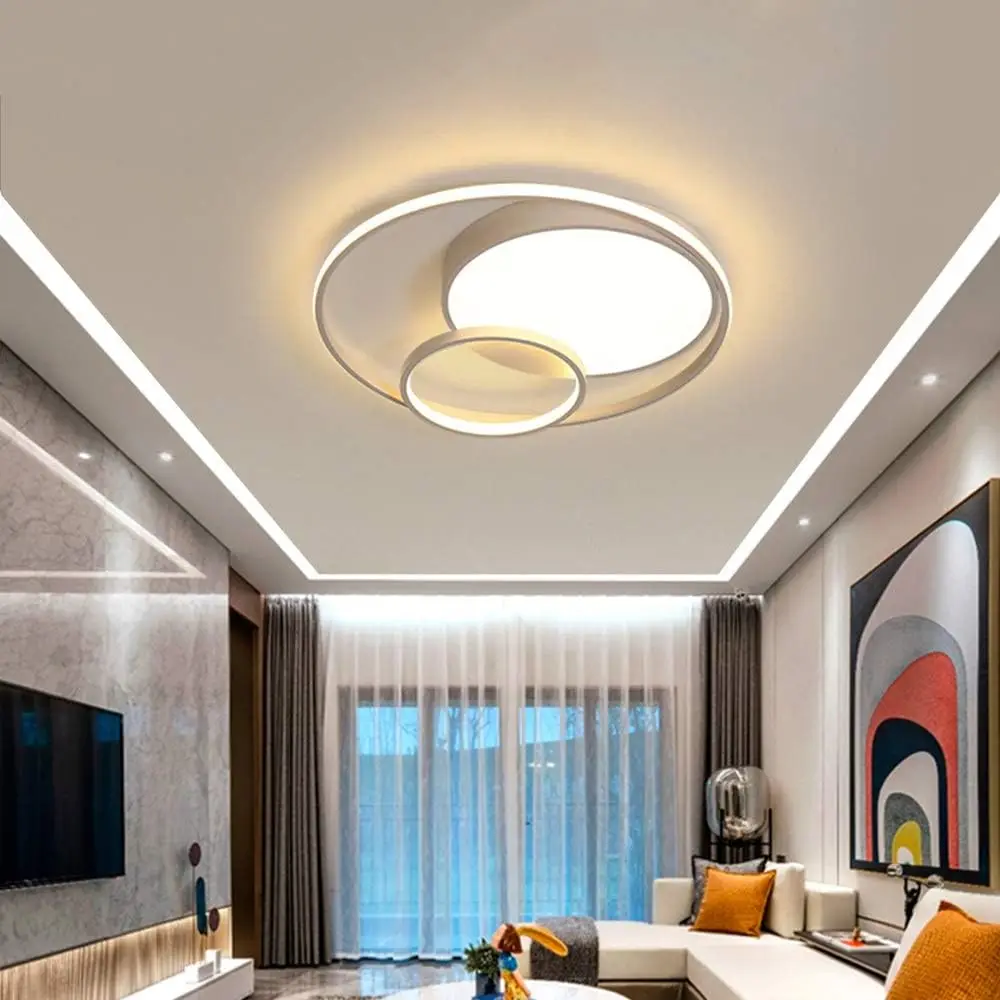 3-Ring-LED-Unterputz-Deckenleuchte, 3-farbig dimmbar, runder Kronleuchter, moderne 55 W dimmbare Lampe, Wohnzimmer- und Küchenleuchten