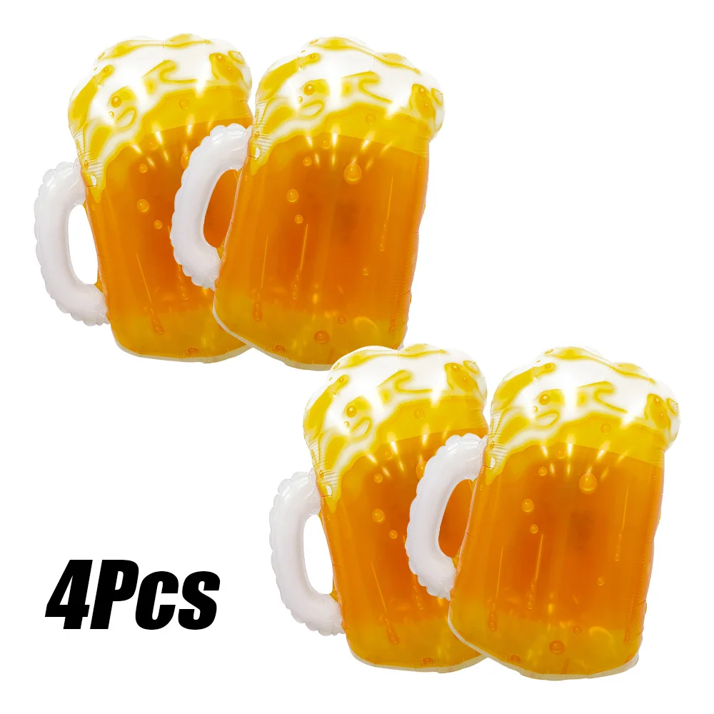 4er-Pack Bierkrug-Set, Bierkrug-Luftballons, Bierkrug-Folienballons, geeignet für Oktoberfest, Mottopartys, Freundentreffen, Dekorationsballons Image