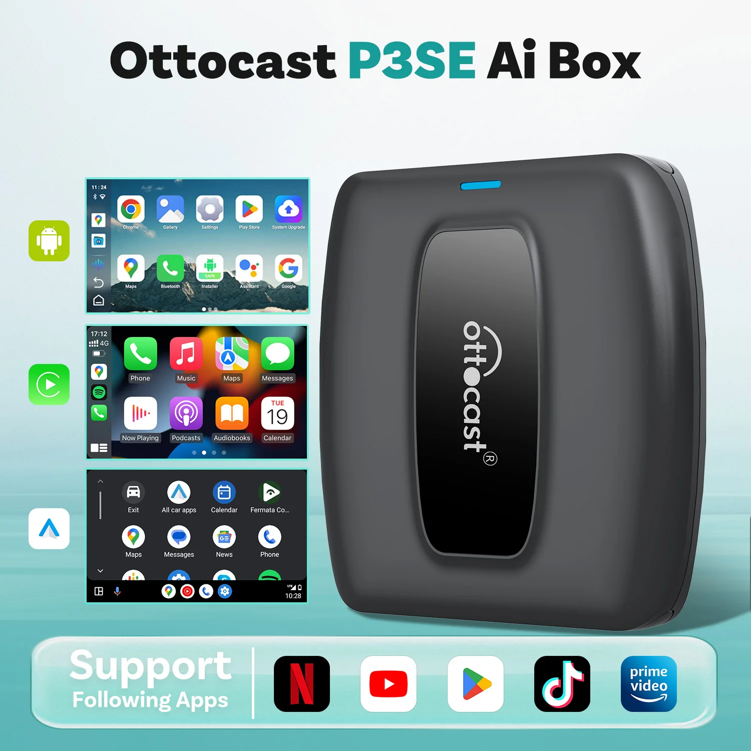 OTTOCAST Express P3 SE CarPlay AI Box Drahtlose Android Auto QCM6125 Smart Video Box Auto Zubehör für Benz Audi Kia Hyundai VW Toyota Image