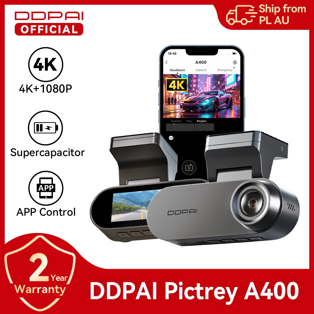 DDPAI A400 4K Dash Cam mit 1,9 "IPS Bildschirm Integrierte ADAS WiFi Unterstützung 24H Parkplatz Monitor Auto DVR Nachtsicht Dashcam Image