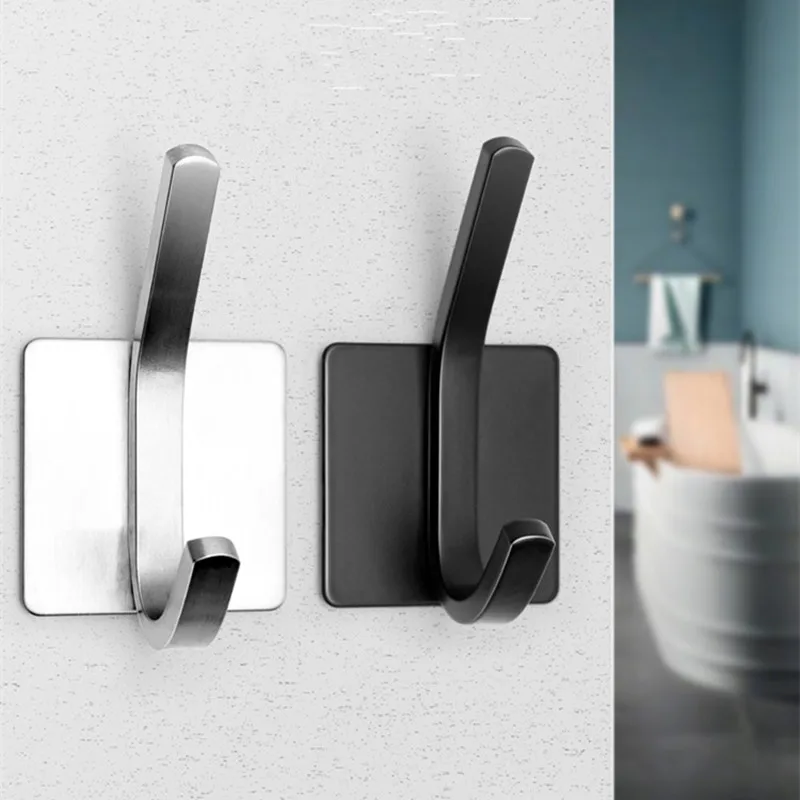 4 Stück selbstklebende, robuste Wandhaken, Edelstahlhaken für Handtuch, Kleiderhaken, Wandhalterung – Badezimmer- und Schlafzimmerregale