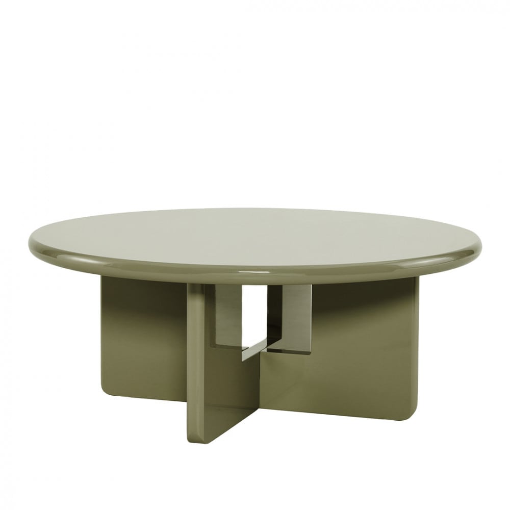 Table basse ronde en bois laqué ø80cm - Vert