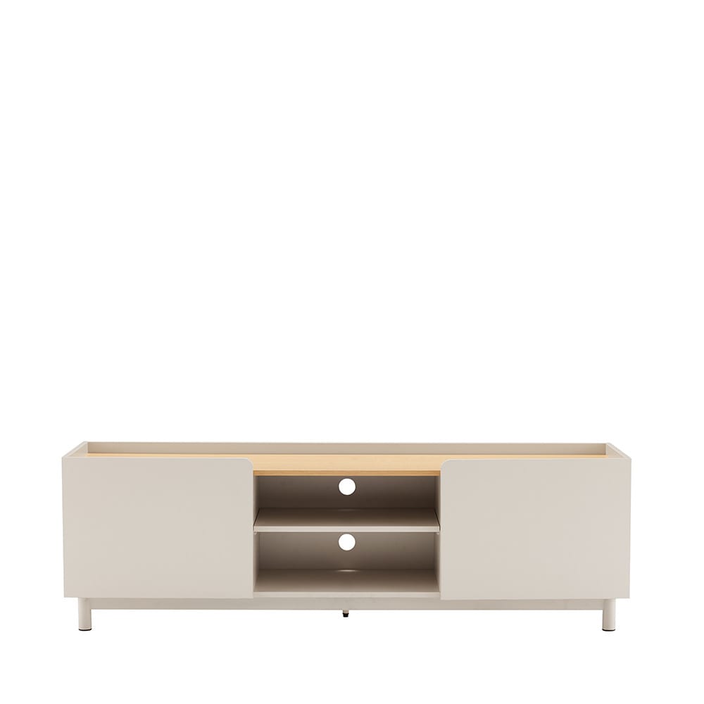 Meuble TV 2 portes en bois et métal L160cm - Beige