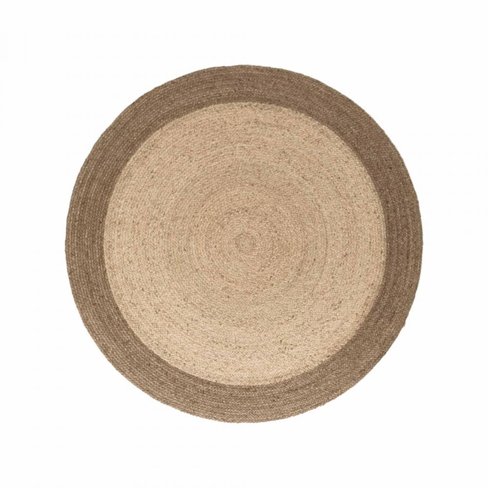 Tapis rond 120 x 120-rond cm, jute tissé à la main, motif simple beige
