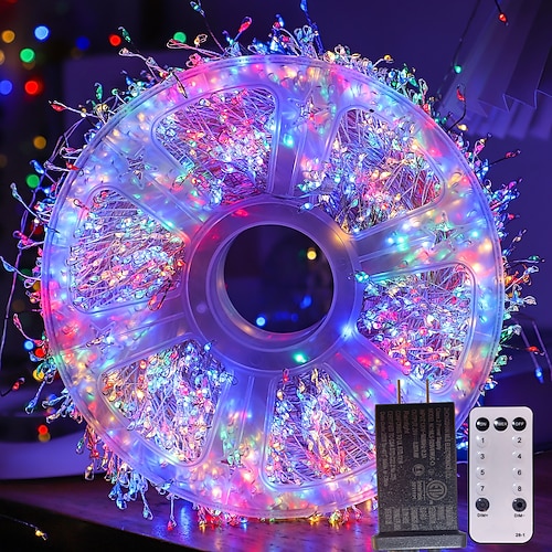 Feuerwerkskupferdraht-Lichtstring Feenlichter mit 8 Funktionen Timer Fernbedienung Niederspannungs-Sicherheitsstecker Festtags-Hochzeitsfeieratmosphäre dekorative Lichtrequisiten 10/15/30/50M Image