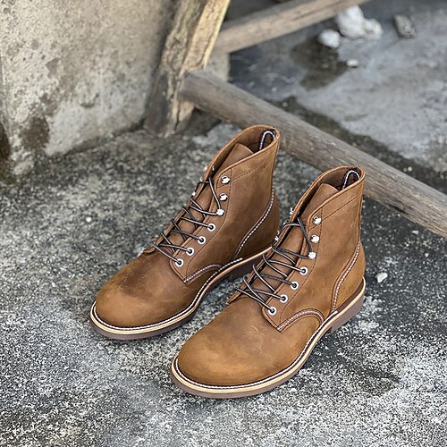 Lässige Herren-Wildlederstiefel aus echtem Leder – strapazierfähige und stylische hellbraune Stiefeletten, perfekt für Outdoor-Abenteuer, Freizeitkleidung und Wochenendausflüge Image