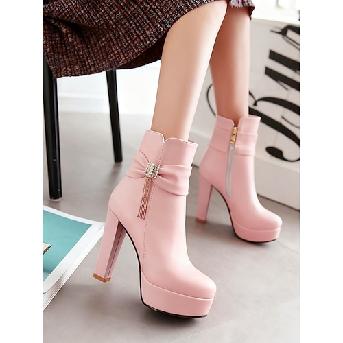 Schwarze Damen-Ankle-Boots mit Strassdetails – elegante Plateau-Stiefeletten für den Abend, perfekt für formelle Anlässe, Partys und Ausgehen. Image