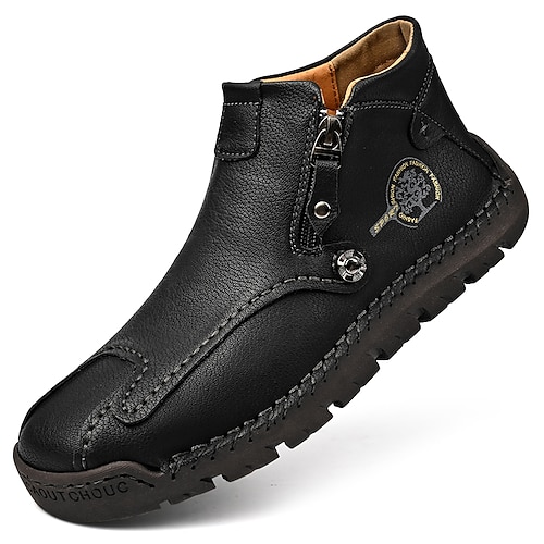 Handgefertigte Herrenstiefel aus Kunstleder – vielseitige, lässige Stiefeletten für Outdoor-Abenteuer und Freizeitkleidung Image