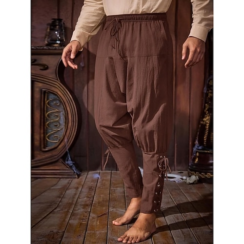 Punk Gothic Mittelalterlich Steampunk Hose Motorradhose mit geradem Bein Kostüm Herren Alltagstauglich Erwachsene Hose Image