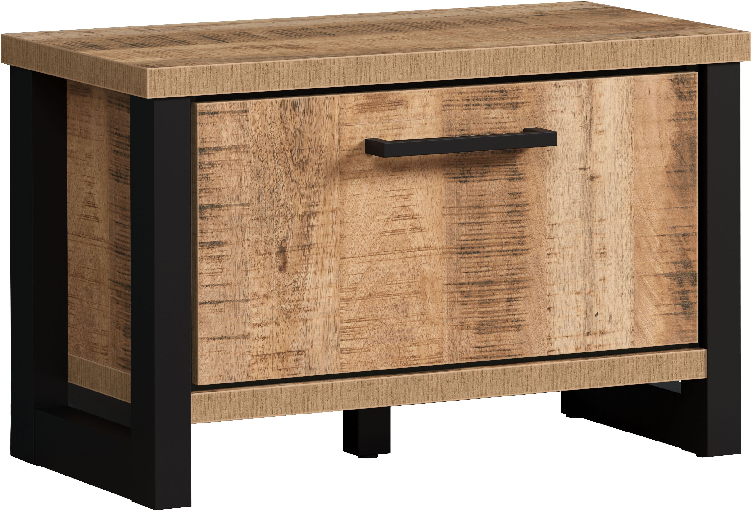 Sitzbank HOME AFFAIRE "Elda", mango, schwarz, schwarz, B:73cm H:47cm T:39cm, Holzwerkstoff, MDF, Metall, Sitzbänke, Sitzbank, Sitzbank mit 1 Gasdruckdämpfer Klappe – (B/T/H) 73/39/47 cm