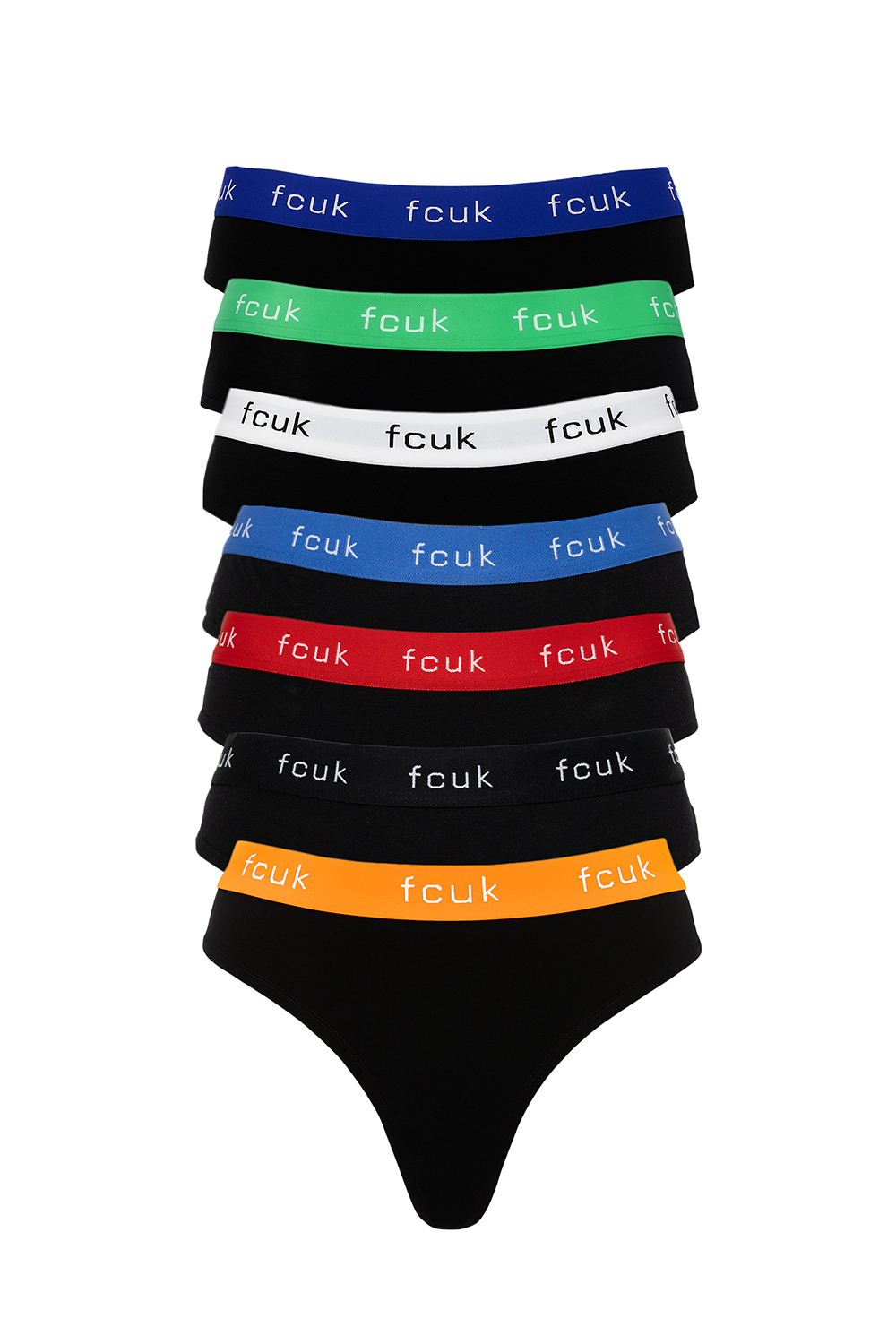 French Connection Womens 7 Pack Cotton Fcuk Ladies Thongs - Red - Size X-small | French Connection Sale | Discount Designer Brands