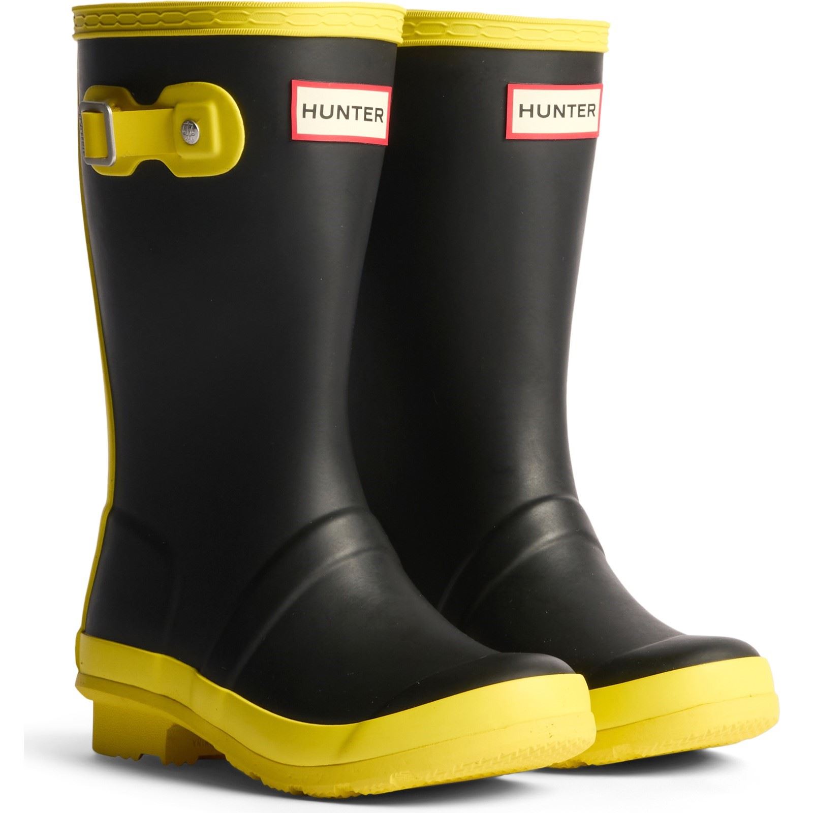 Hunter Junior Originals Gummistiefel Kinder Schwarz/Leuchtendes Gelb Image