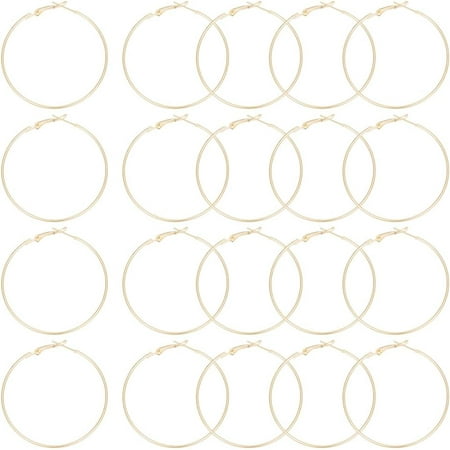 1 Box 20Pcs Hoop Earring Findings 18K Gold Plated Brass 50mm Ring Earring Wire Hoop Earring for Jewellery Making Supplies DIY Real 18K Gold Plated