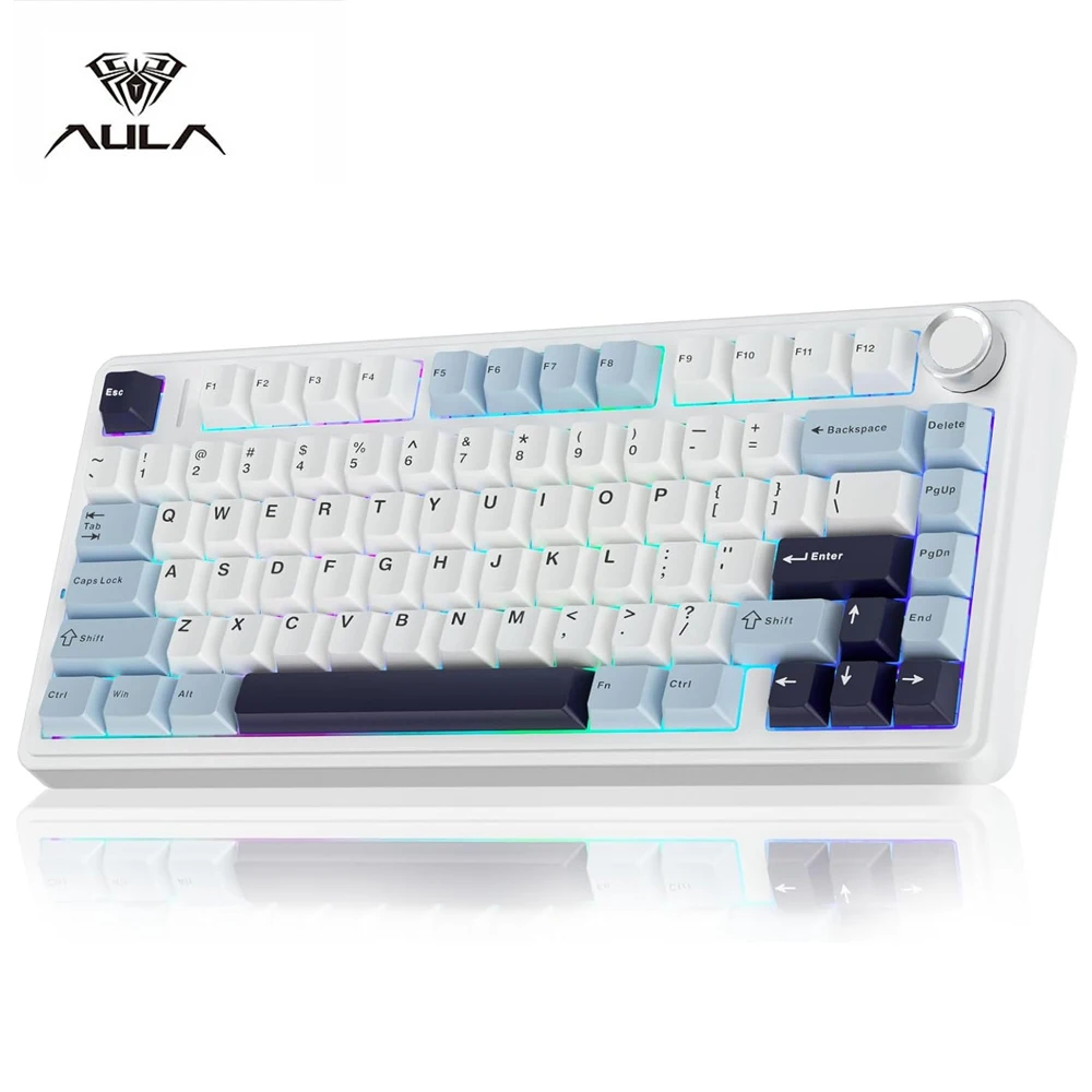 AULA F75 Mechanische Gaming-Tastatur, 2,4 G kabellos/Bluetooth/kabelgebundene PBT-Tastenkappen, 75 % Layout, RGB-Dichtungsstruktur, PC-Spieltastatur Image
