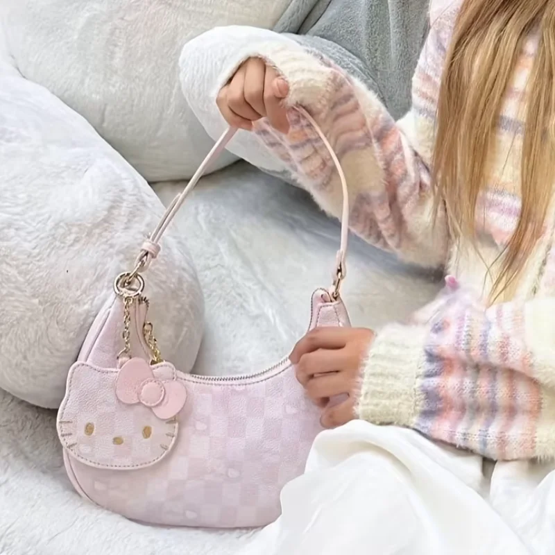 MINISO Sanrio HelloKitty sac à aisselles pour femme sac à bandoulière croissant fourre-tout à la mode sac croissant à la mode