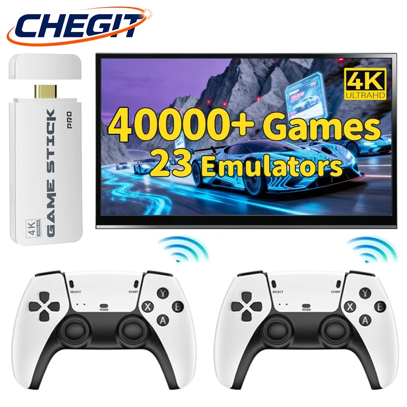CHEGIT M15 Game Stick Mini Retro Video Game Console Handheld Game Console Built in 3/40000 Games Wireless Gamepad Controller