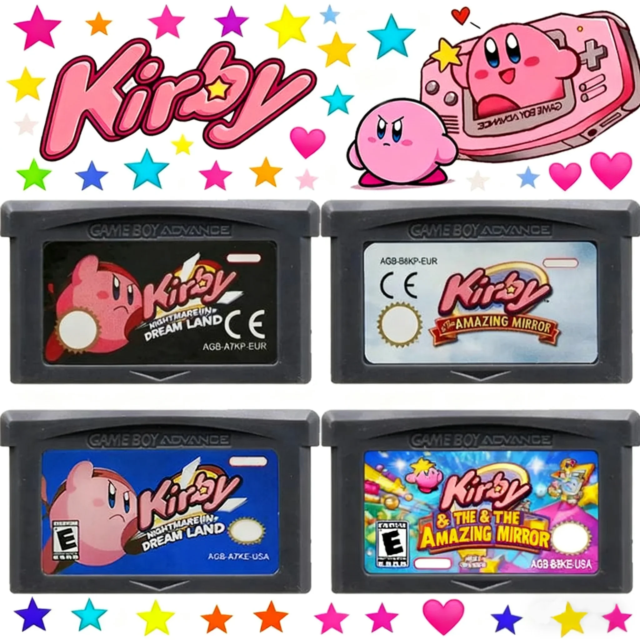 New GBA Kirby Games Cards Cartridge 32-Bit Video Game Console Card Amazing Mirror Nightmare in Dream Land for GBA NDS