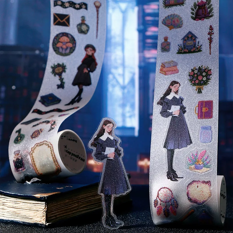 1 Rolle/2 Rolle Pact-Serie in 6 eleganten Vintage-Designs-Kollektionen für Mädchen. Verzauberter, skurriler PET-Aufkleber Image