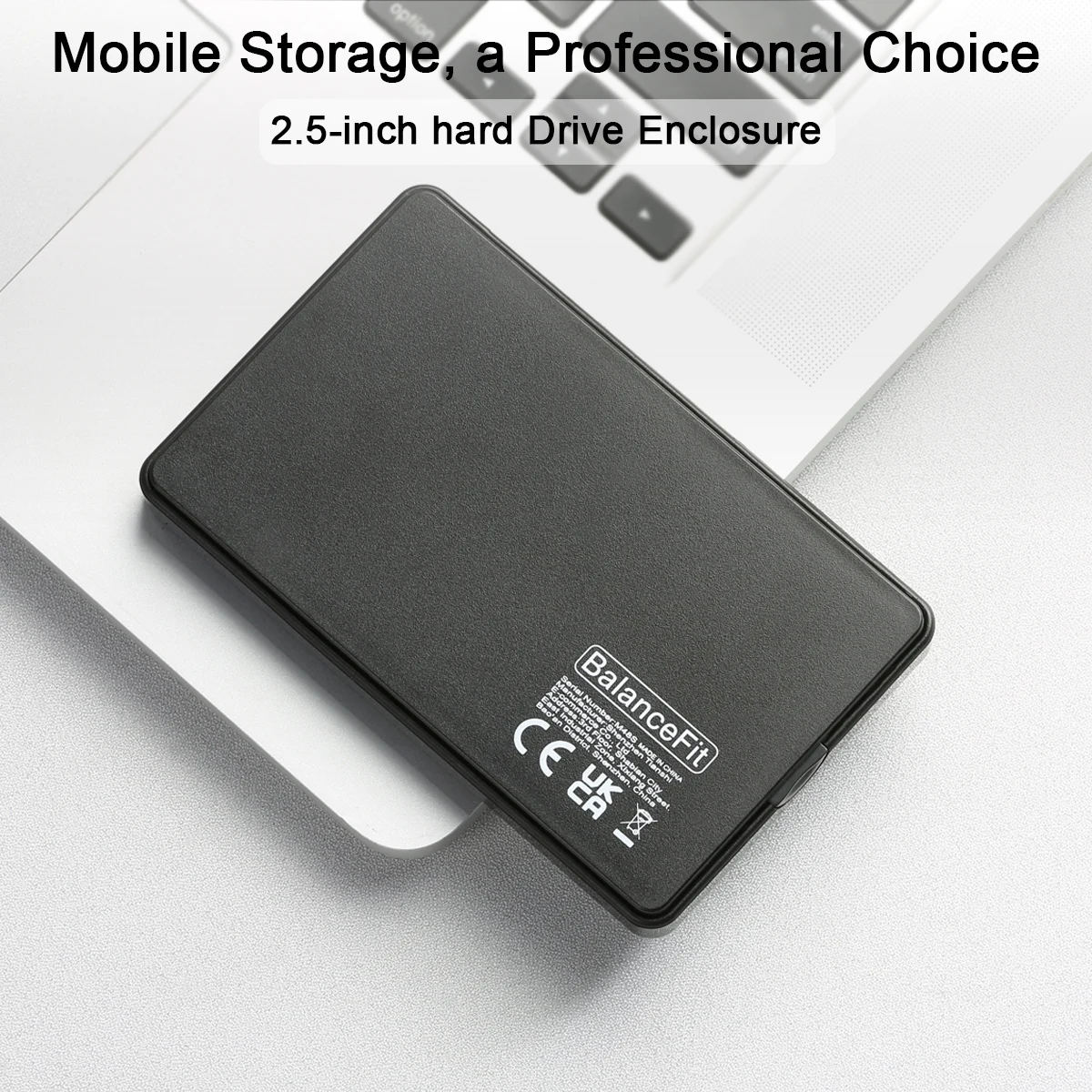 2,5-Zoll-Festplattengehäuse, ABS-Material, werkzeugloses externes Aufbewahrungsgehäuse für 7 mm/9,5 mm SATA-Festplatte und SSD Image