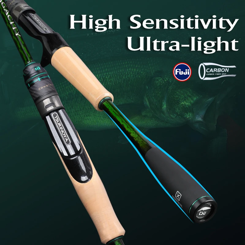 TSURINOYA XF Action L ML M MH SAGACITY Race Bass Angelrute FUJI Führungsringe 1,96 m 2,03 m 2,06 m 2 Abschnitt Spinning Casting Carbon Image