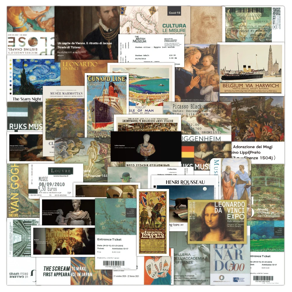 10/30/50 stücke Vintage Ölgemälde Ticket Aufkleber Retro Kunst Ästhetische Aufkleber Dekoration Koffer Telefon Laptop Aufkleber Großhandel Image