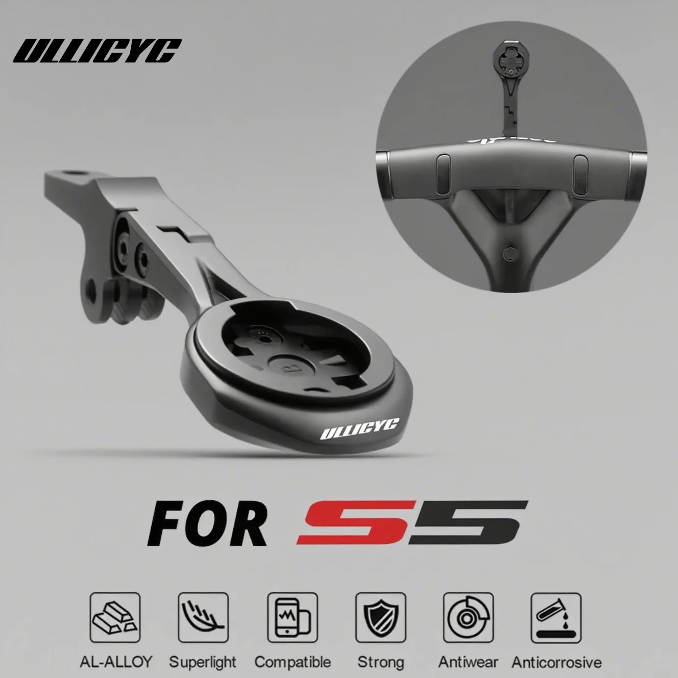 ULLICYC Für S5 Integrierte Lenkercomputerhalterung, kompatibel mit Gopro/GPS/Garmin/Bryton/Wahoo, Aluminiumlegierung Image