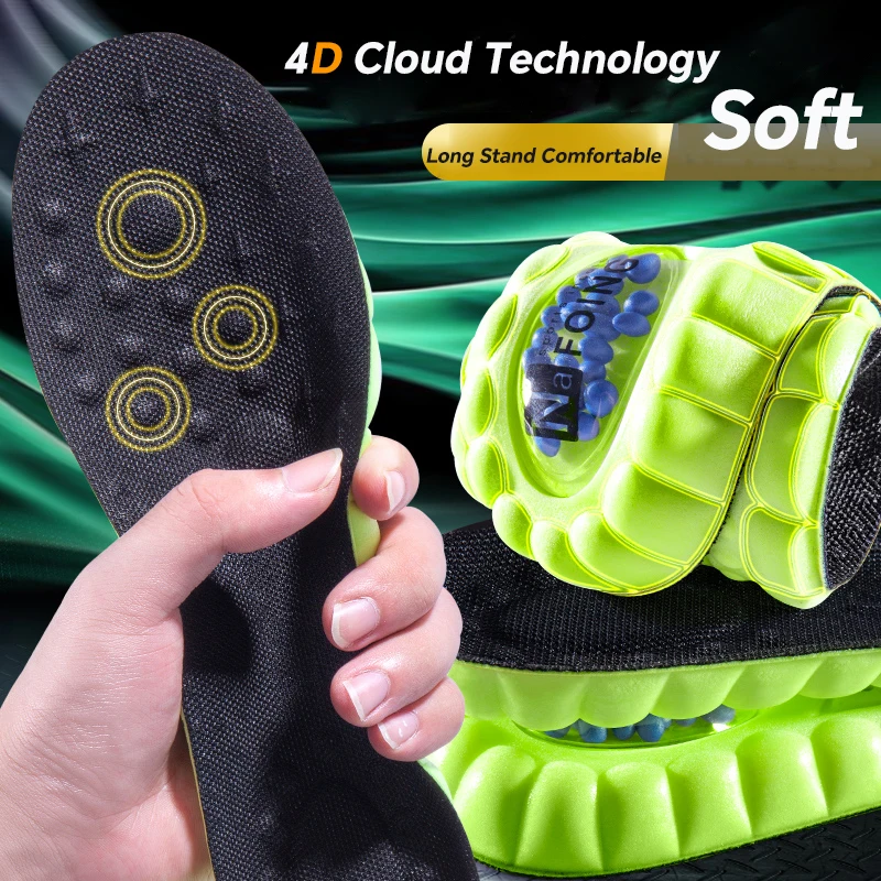 1 Paar 4D Cloud Sport Einlegesohlen für Schuhe PU Luftpolstersohle Weiche Stoßdämpfung Deodorant Atmungsaktive Lauforthopädische Einlegesohlen Image