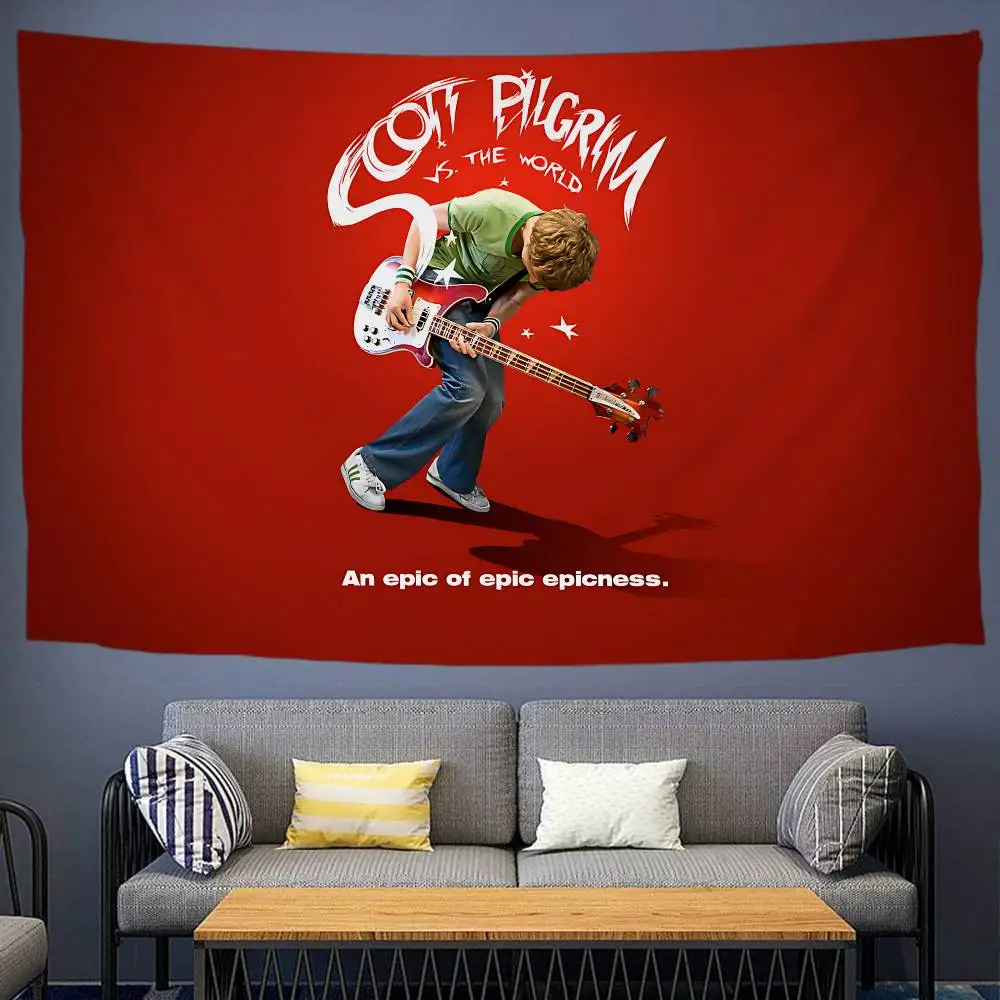 Klassischer S-Scott Pilgrim Vs The World Film zum Aufhängen, böhmischer Wandteppich, Heimdekoration, Hippie, böhmische Dekoration, Wahrsagerei-Kunst