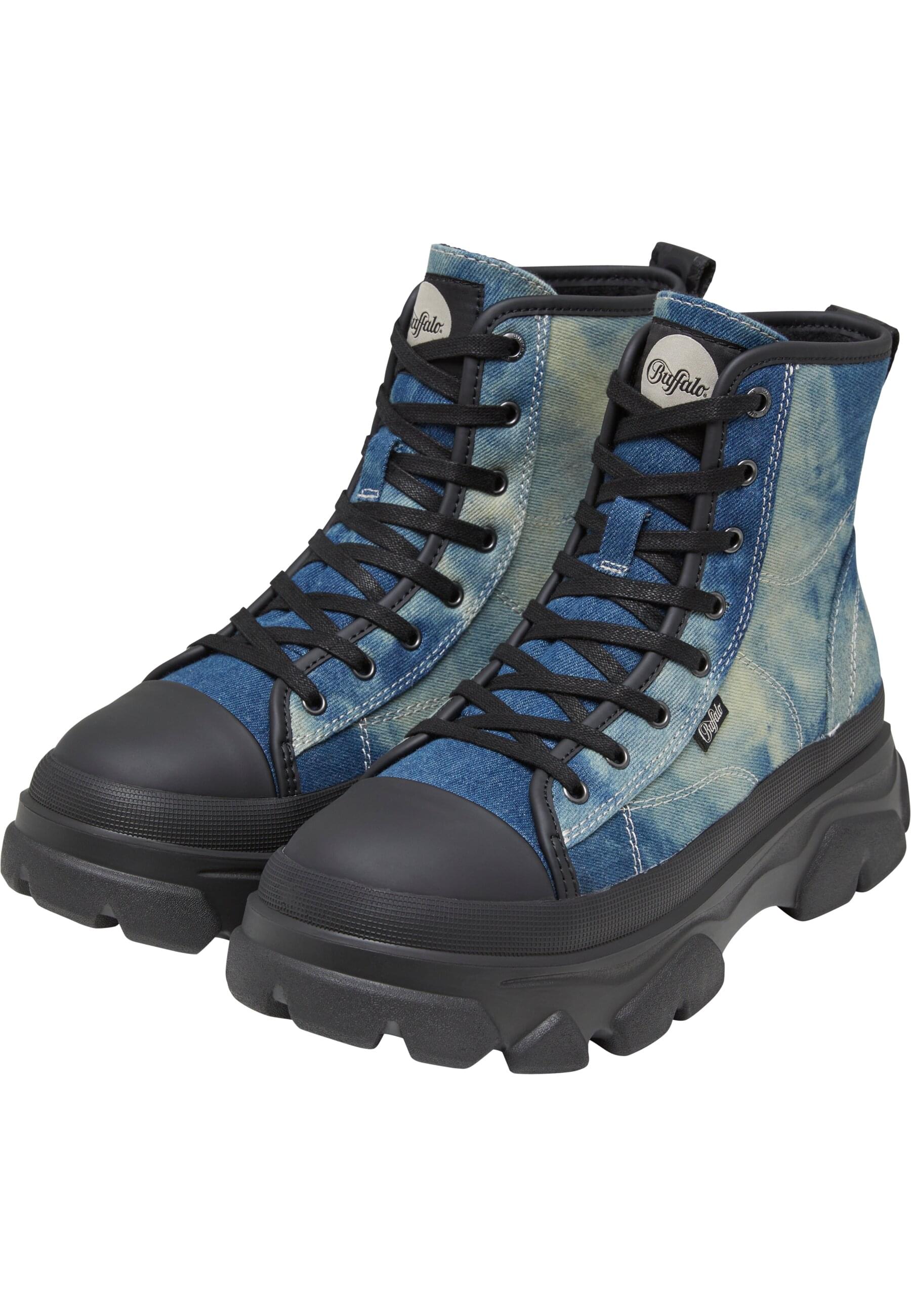 Stiefel BUFFALO "Buffalo cade lace up hi", Damen, Gr. 36, blau, Kunstfaser, unifarben, Schuhe Stiefel