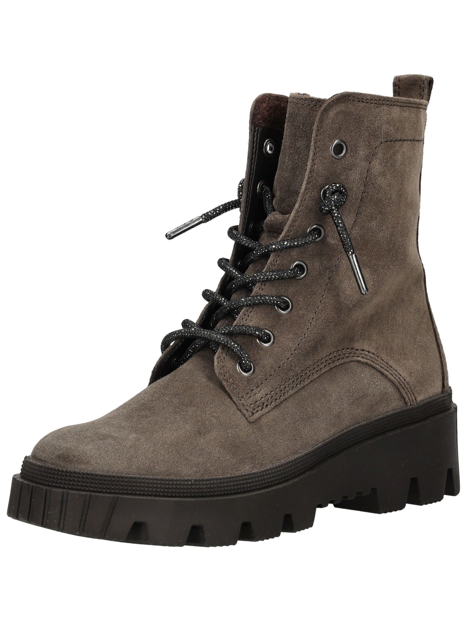 Schnürstiefelette GABOR "Gabor Stiefelette Veloursleder", Damen, Gr. 39, braun, grau, Veloursleder, Schuhe Schnürstiefelette