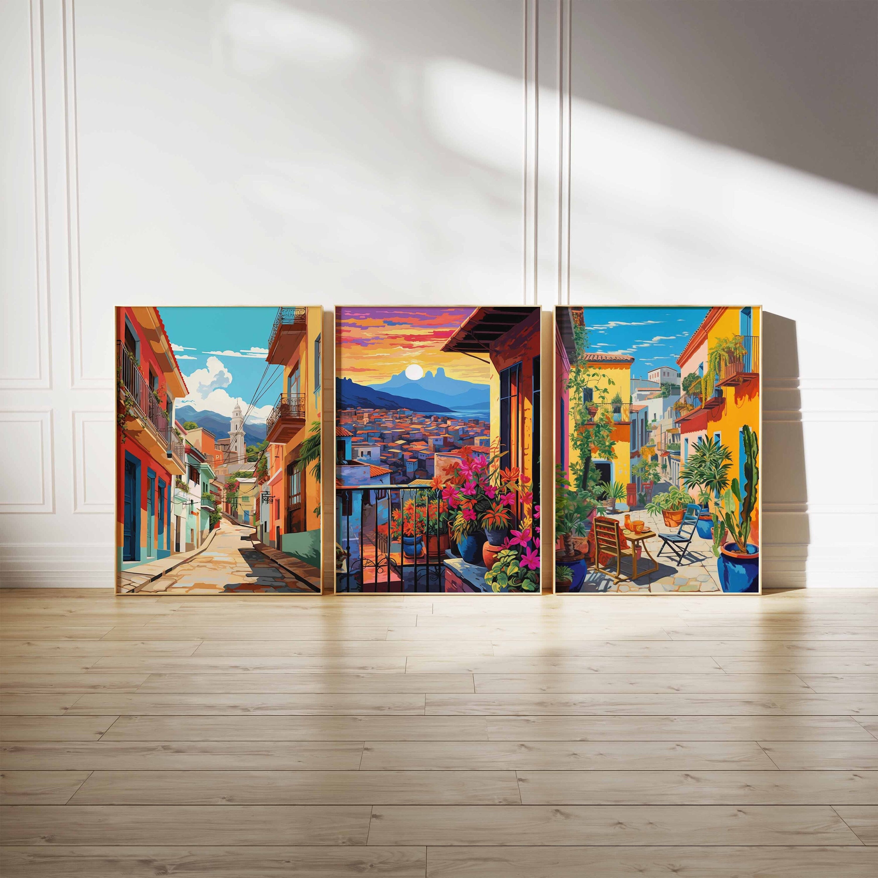 Ensemble de 3 affiches de l'Équateur, impressions florales vintage de l'Équateur, art indigène, affiche d'art populaire, art mural latin, décoration l