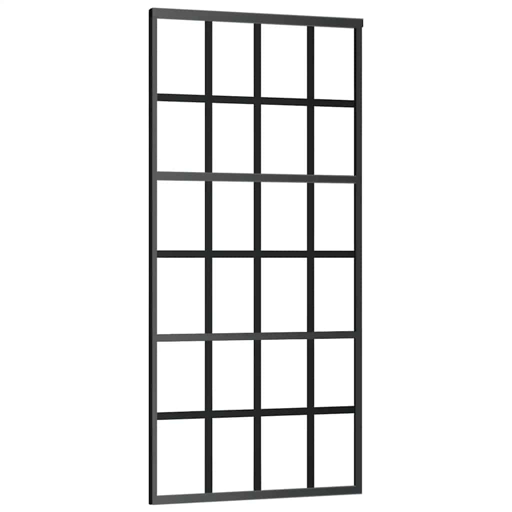 vidaXL Schiebetür ESG-Glas und Aluminium 90x205 cm Schwarz Image