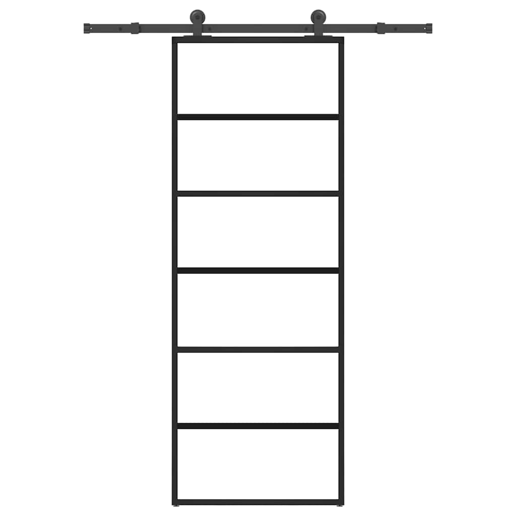 vidaXL Schiebetür mit Beschlag 76x205 cm ESG-Glas & Aluminium Image
