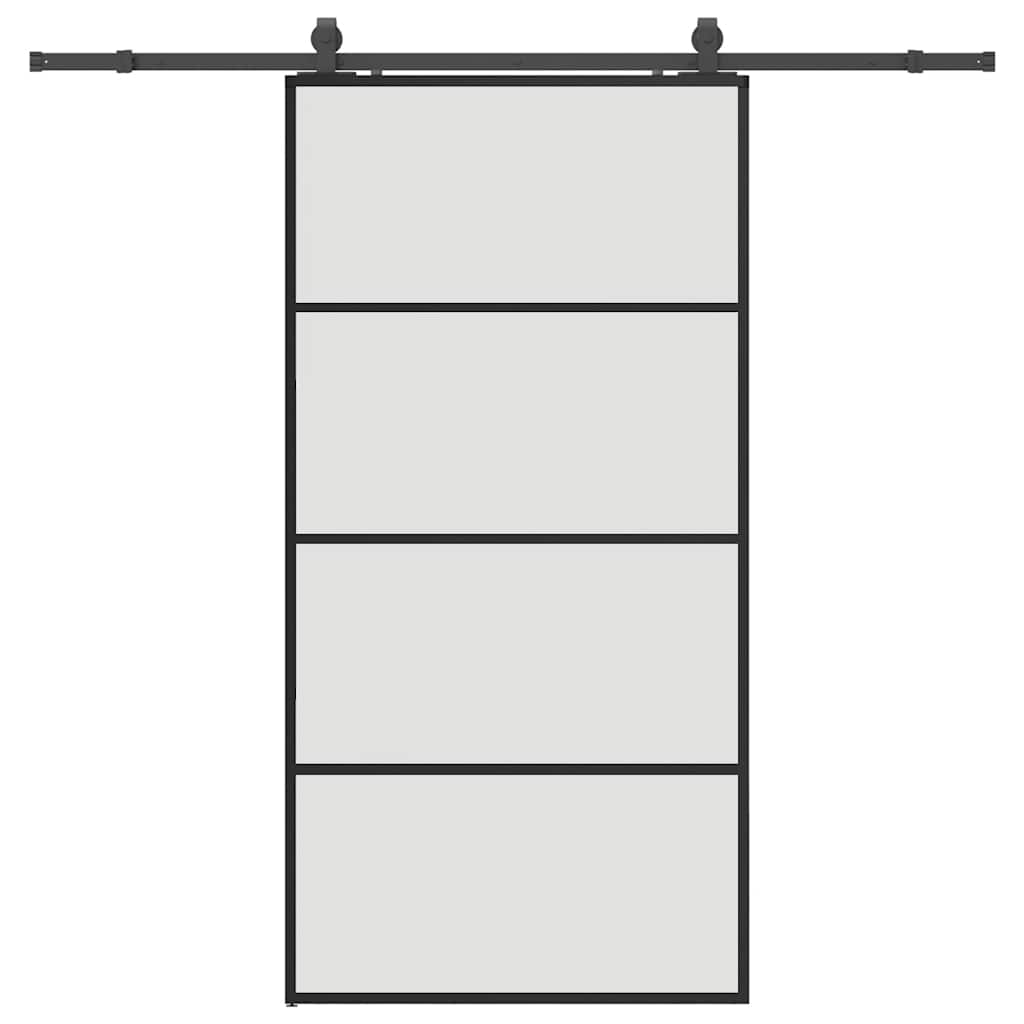 vidaXL Schiebetür mit Beschlag Schwarz 102,5x205 cm ESG-Glas Image