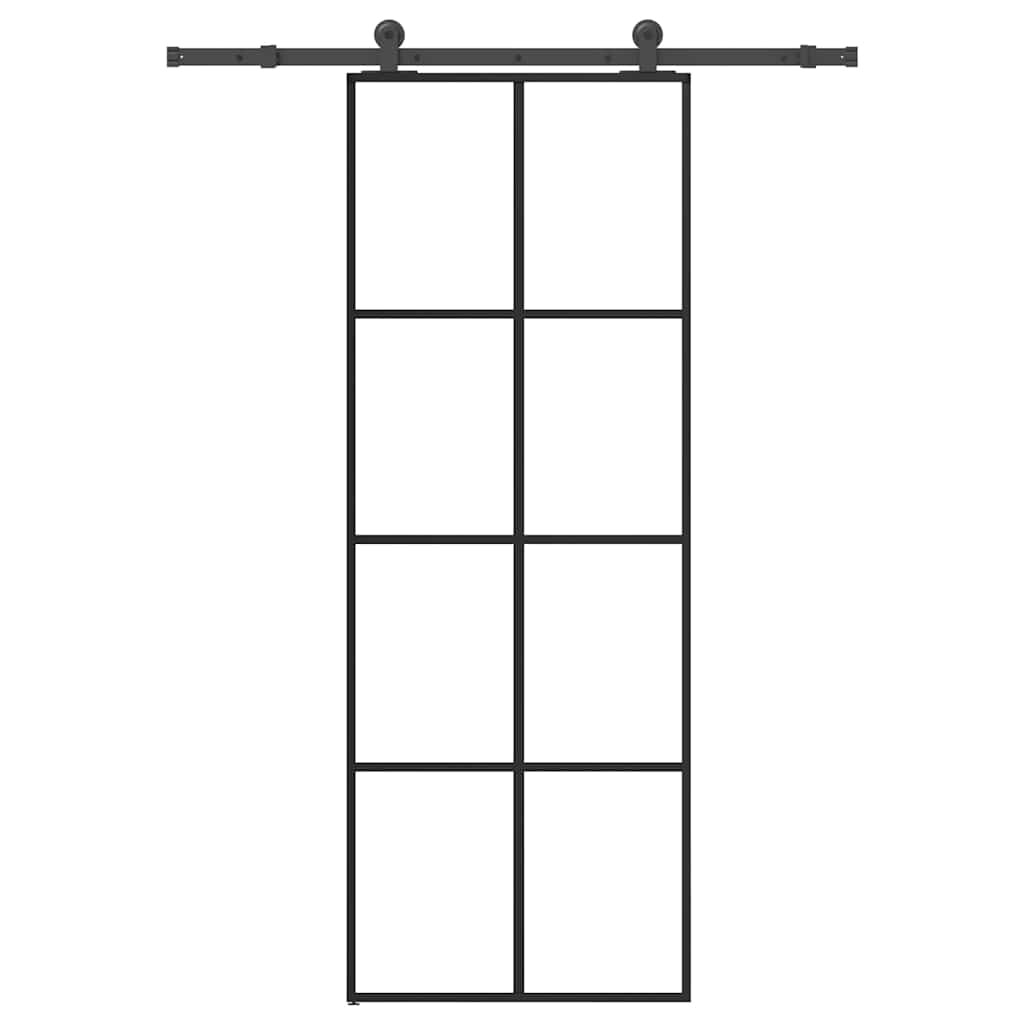 vidaXL Schiebetür mit Beschlag 76x205 cm ESG-Glas & Aluminium Image