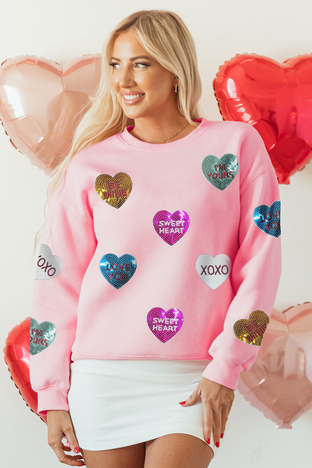 Pailletten-Herz Valentinstag Sweatshirt Image