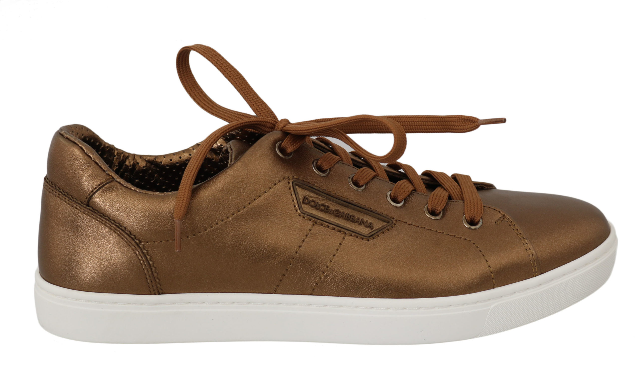 Dolce & Gabbana Gold Leder Herren Freizeitsneaker