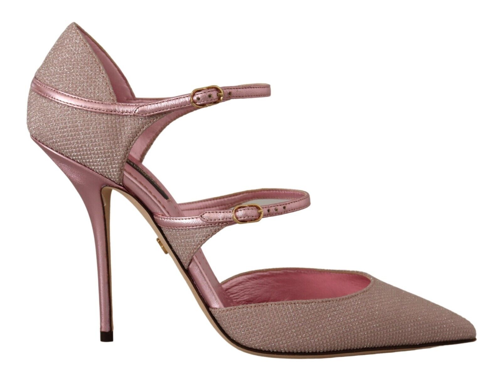 Dolce & Gabbana Damen Pink Glitzerne Riemchensandalen Mary Jane Schuhe