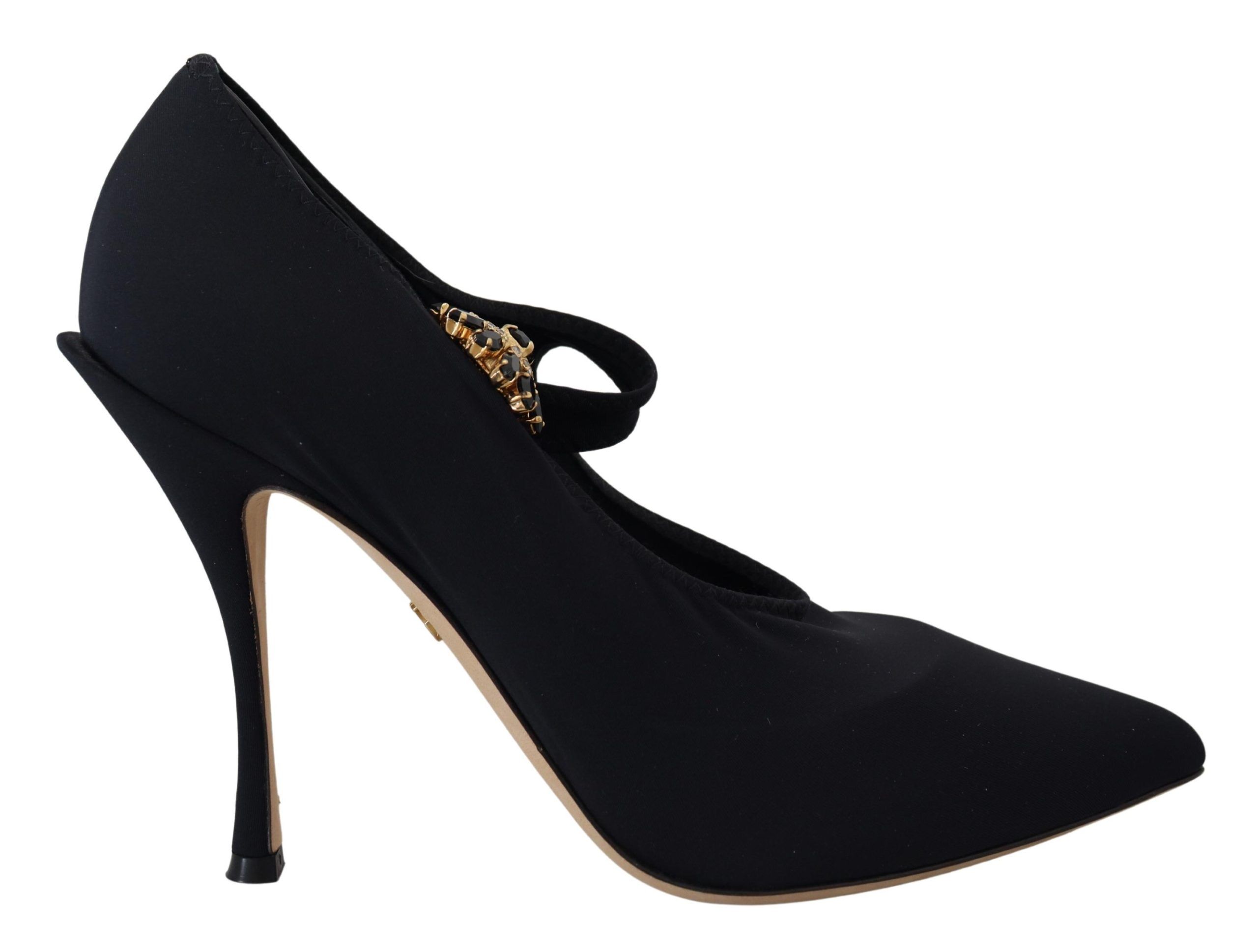 Dolce & Gabbana Schwarze Socken Stretch Kristall Pumps Damen Schuhe